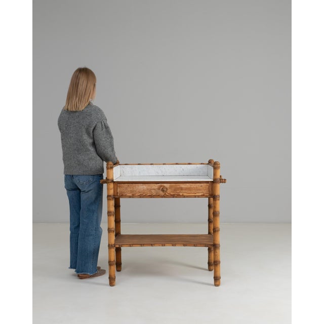 1900s French Faux Bamboo Console Table With Marble Top For Sale - Image 18 of 18