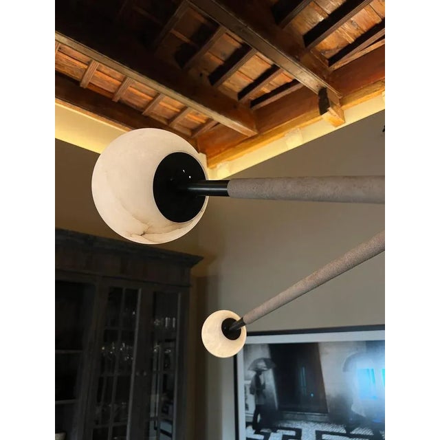 Contemporary Leather and Alabaster Mobile Chandelier by Contain For Sale - Image 3 of 7