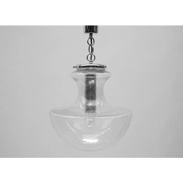 Silver Mid-Century Modern Chrome & Bubble Glass Pendant Lamp, Germany, 1960s For Sale - Image 8 of 8