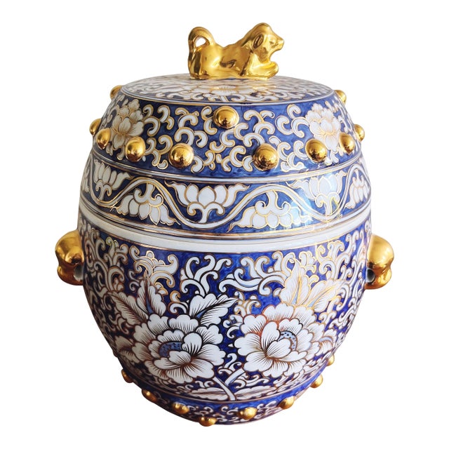 Vintage Thai Ceremonial Buddhist Temple Porcelain Hand-Painted Teapot For Sale