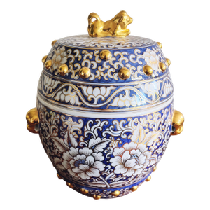 Vintage Thai Ceremonial Buddhist Temple Porcelain Hand-Painted Teapot