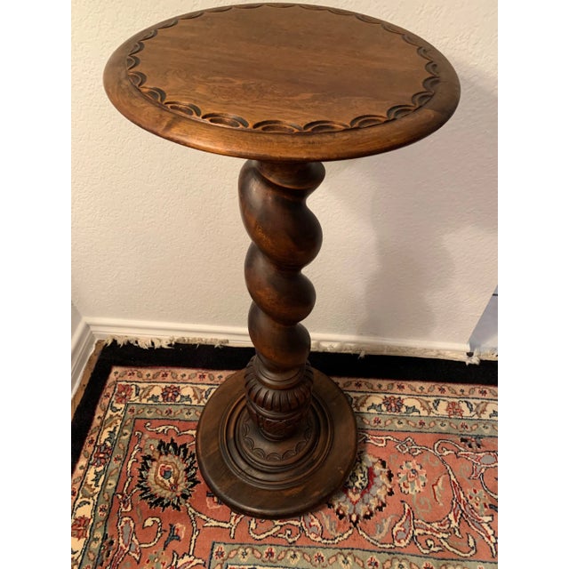 Wood 19th Century French Sculpted Sparrow Column Pedestal From Oak For Sale - Image 7 of 13