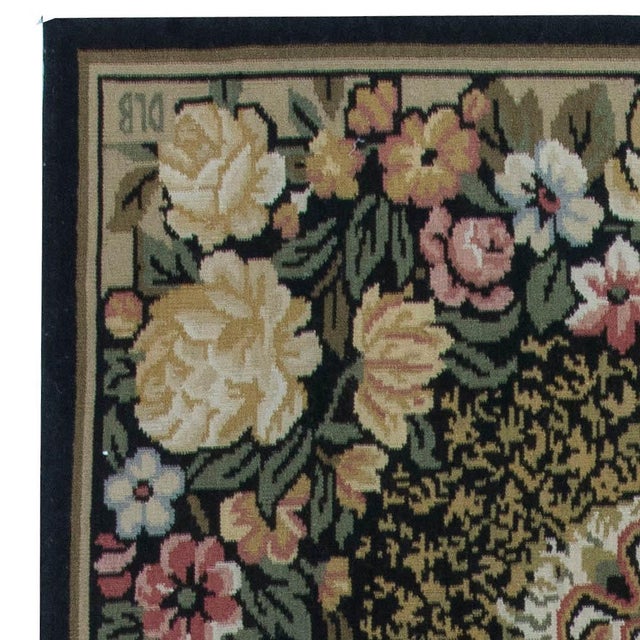 Black Contemporary European Inspired Bessarabian Floral Wool Rug by Doris Leslie Blau For Sale - Image 8 of 8