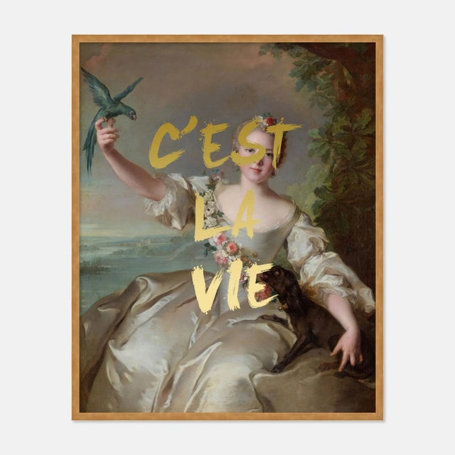 Lara Fowler C'est La Vie by Lara Fowler in Gold Framed Paper, Medium Art Print For Sale - Image 4 of 4