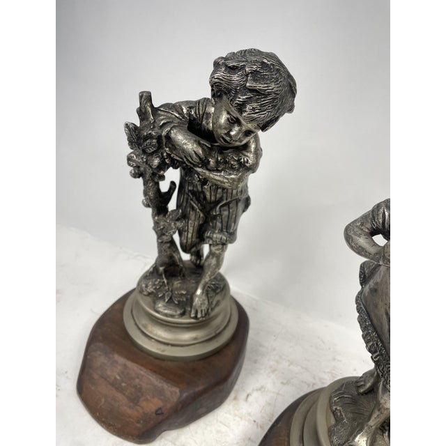 Statues of Children Playing, 1920s, Metal, Set of 2 For Sale - Image 14 of 16
