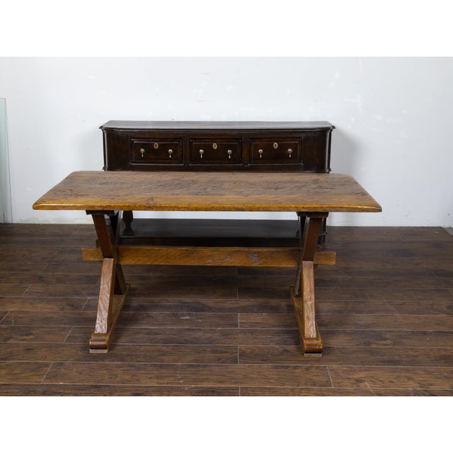 English 19th Century Oak Sawbuck Table with X-Form Base with Rustic Character For Sale In Atlanta - Image 6 of 12