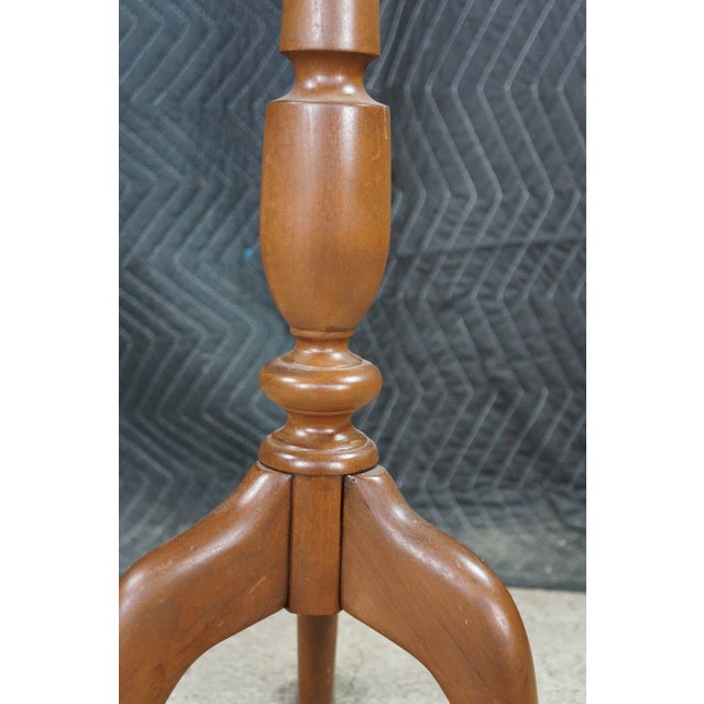 Vintage Bartley Collection Queen Anne Style Solid Cherry Candle Stand Pedestal For Sale - Image 16 of 18
