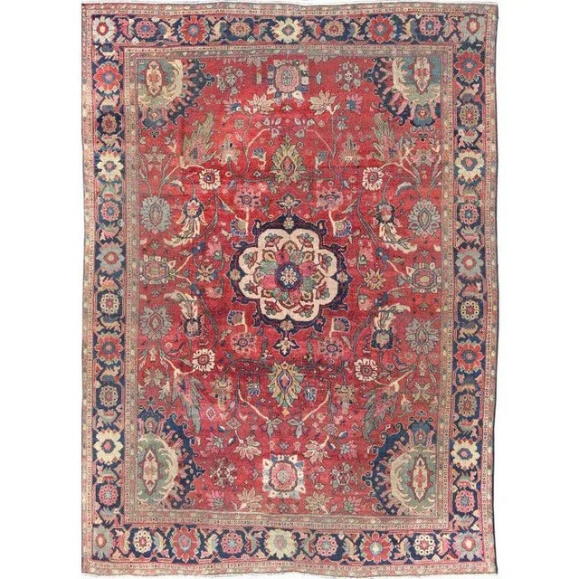 Antique Persian Sultanabad Rug in Red, Blue, Green and Large Scale Florals For Sale - Image 13 of 13