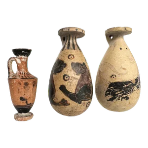 Collection of Grand Tour Corinthian Terracotta Alabastron Perfume Vases