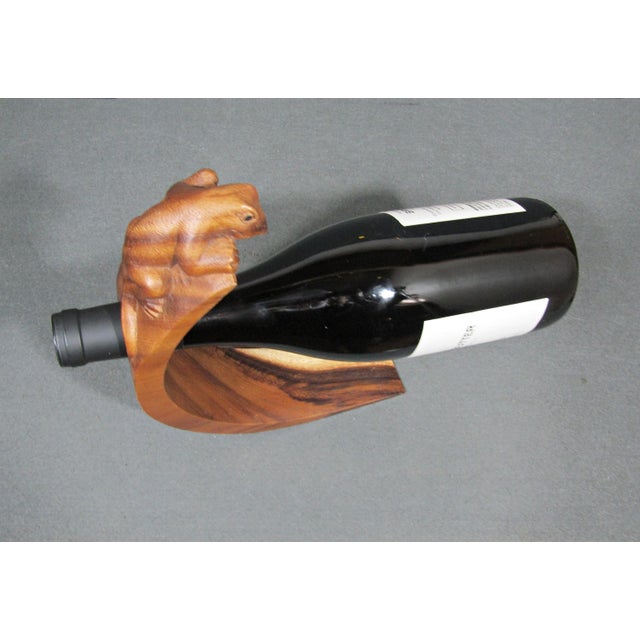 Modern Signed Nengah Sudarsana Balinese Suar Wood Lizard Wine Bottle Holder For Sale - Image 10 of 13