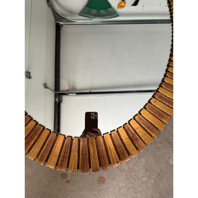 Glass Vintage Hollywood Regency Eyelash Mirror For Sale - Image 7 of 9