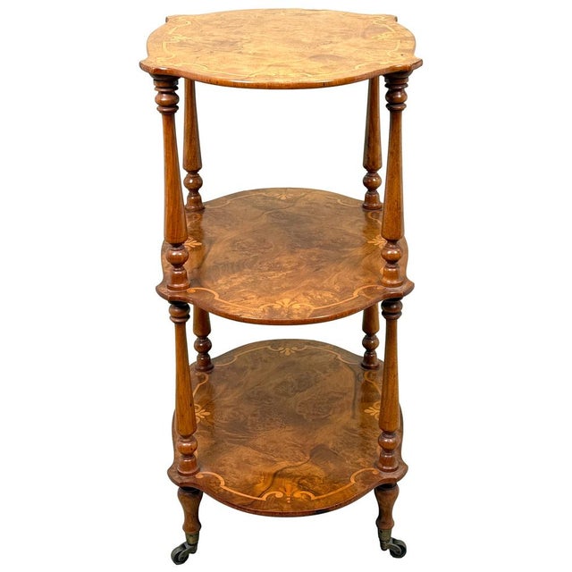 Wood Small Antique Burr Walnut Étagère, 1860 For Sale - Image 7 of 15