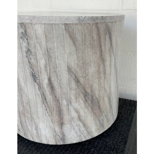 Modern Modern Gray Marble Side Table For Sale - Image 3 of 4