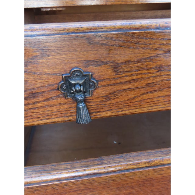 Early 1900s Solid Oak Leather Top Secretary Desk 6630 For Sale - Image 17 of 17