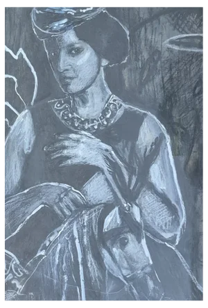 Zofia Misiak, Marusha and a Horse, 2020, Gouache and Ink on Paper