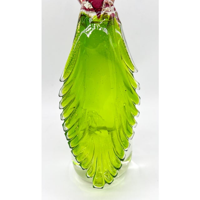 Vintage Alfredo Barbini Style Pink, Green, and Gold Aventurine Cockatoo Bird Figurine For Sale In Houston - Image 6 of 11