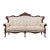 1980s Victorian Revival Sofa and Accent Chair, Ornate Carved Mahogany Frame, Floral Upholstery For Sale