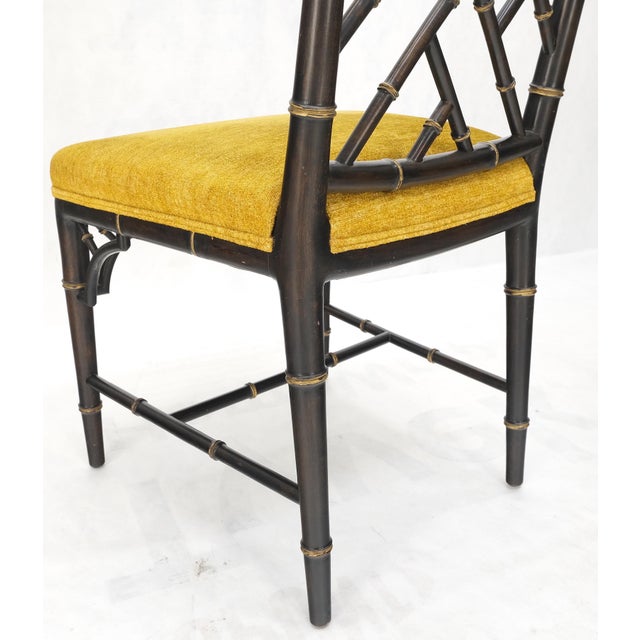 Pair Mid-Century Modern Decorative Ebonized Walnut Faux Bamboo Side Chairs Mint!