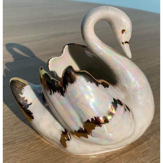 Ceramic 1960s Vintage Swan Figurine With Gold Detail For Sale - Image 7 of 7