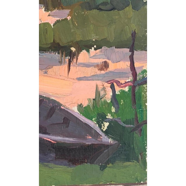 Summer Painting River Rural Landscape Impressionism Antique Oil Painting Original Soviet Art Ukrainian Artist Sokolovsky G. 30-17 1970s For Sale - Image 6 of 6