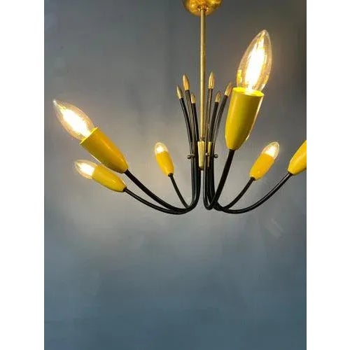 Vintage Spider Pendant Lamp in Yellow, 1950s For Sale - Image 5 of 11