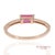 14k 585 Solid Rose Gold Pink Baguette Cut Stone and Natural Diamond Ring, Size 6 For Sale - Image 4 of 12
