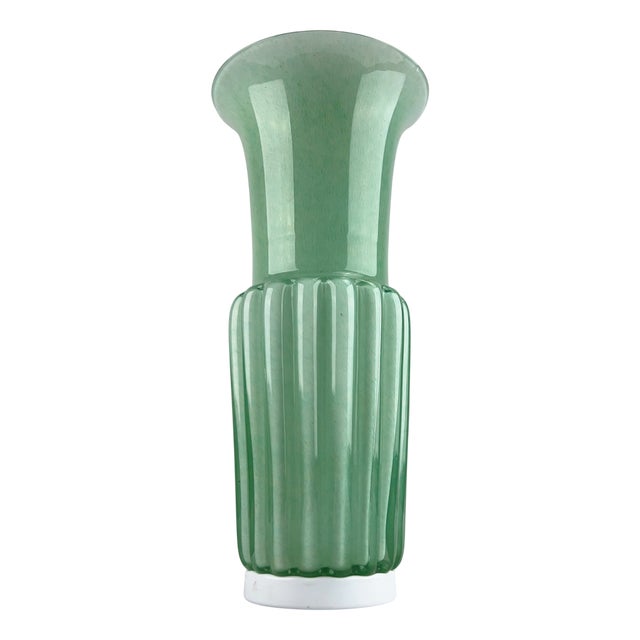 Green Ribbed Glass Vase by Barovier & Toso, Italy, 1990s For Sale
