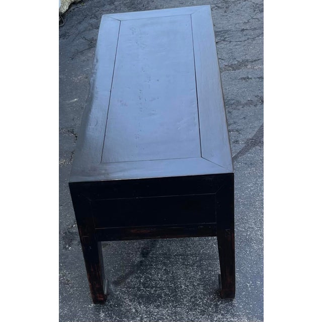 Vintage Asian Black Coffee Table With Drawers For Sale - Image 4 of 12