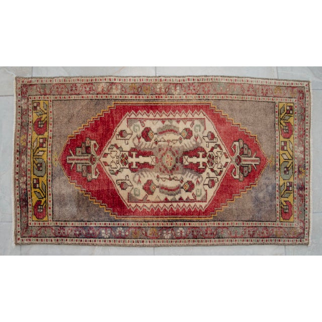 Textile 1970s Hand Knotted Door Mat, Entryway Rug, Bath Mat, Kitchen Decor, Rug, Turkish Rug, Laundry Room Decor- 1'9" X 3' For Sale - Image 7 of 10