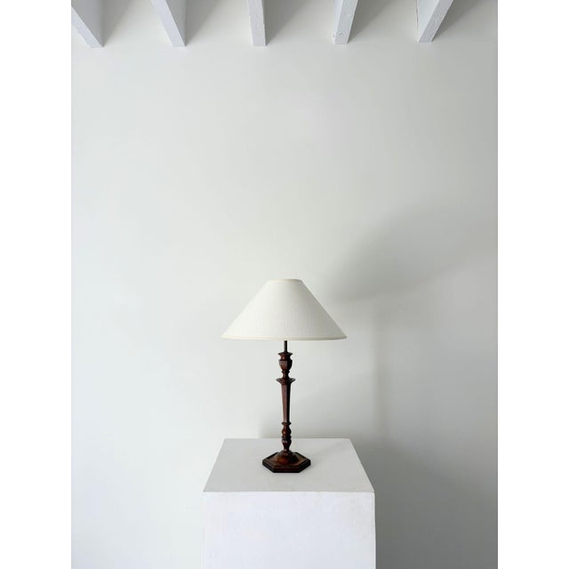 Antique Turned Hexagonal Wooden Table Lamp, Britain, 1920s For Sale - Image 6 of 7