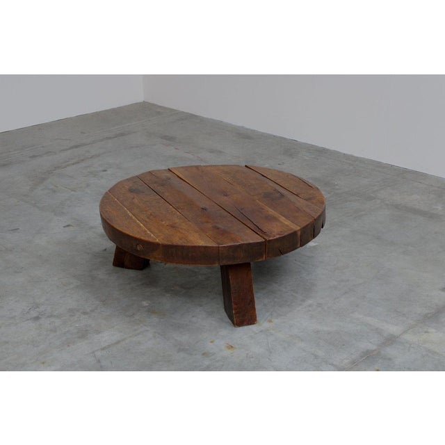 Rustic Rustic Oak Coffee Table, Netherlands, 1970s For Sale - Image 3 of 5