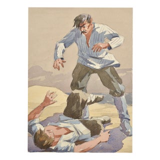 Albert Goltjakov, Fight, 1960s, Watercolor For Sale