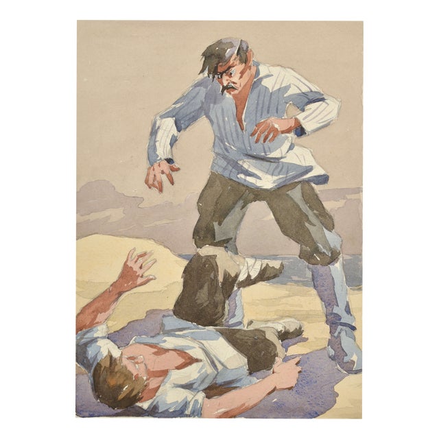 Albert Goltjakov, Fight, 1960s, Watercolor For Sale