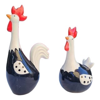 Porcelain Hen and Rooster Figurines, 1970s, Set of 2 For Sale