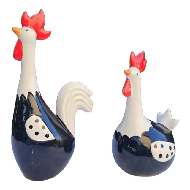 Porcelain Hen and Rooster Figurines, 1970s, Set of 2 For Sale