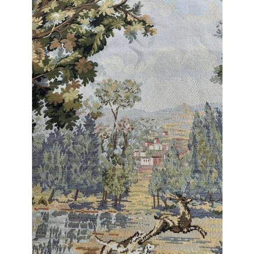 Vintage French Jacquard Tapestry with Hunters and Hounds in the style of Aubusson, 1970s For Sale - Image 9 of 18