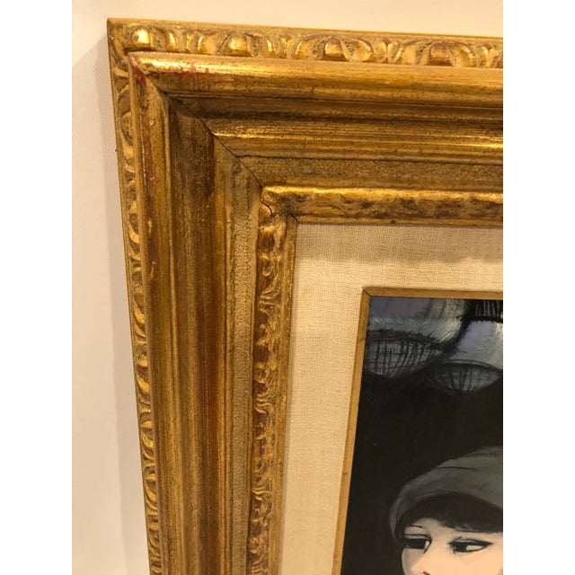 Textile Painting by Charles Levier of Fashionable French Women in Hats For Sale - Image 7 of 10