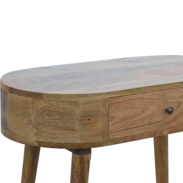 2020s Light Oak-Finish Mango Wood Curved Console Table For Sale - Image 5 of 8