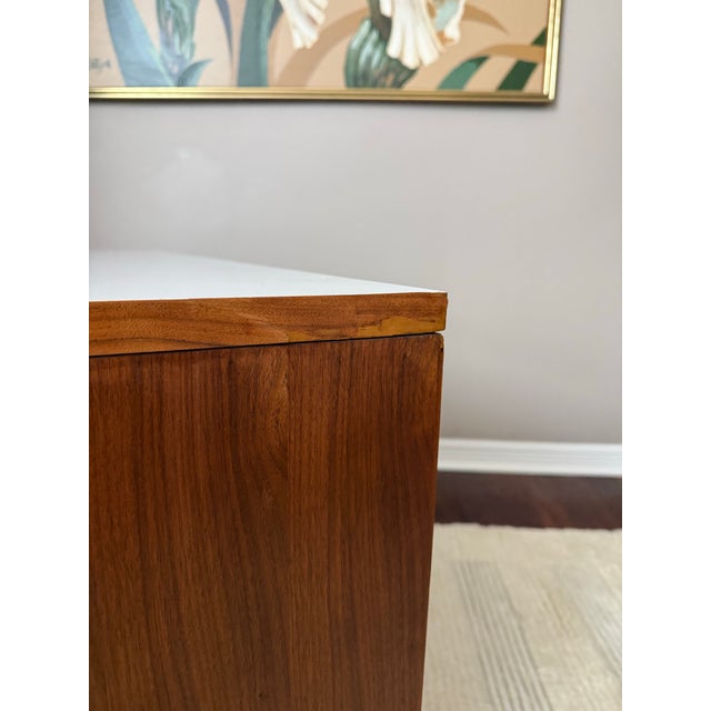 Vintage Mid Century MCM Walnut 6-Drawer Dresser With White Laminate Top For Sale - Image 11 of 13