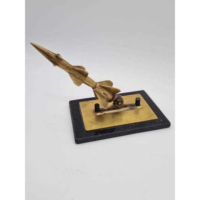 Space Age Rocket Figurine in Bronze Gold on Black Marble, 1970s For Sale - Image 4 of 9