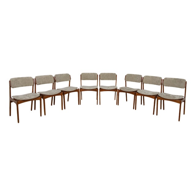 Mid-Century Model 49 Dining Chairs in Teak by Erik Buch for Odense Machine Gunning, 1960s, Set of 8 For Sale