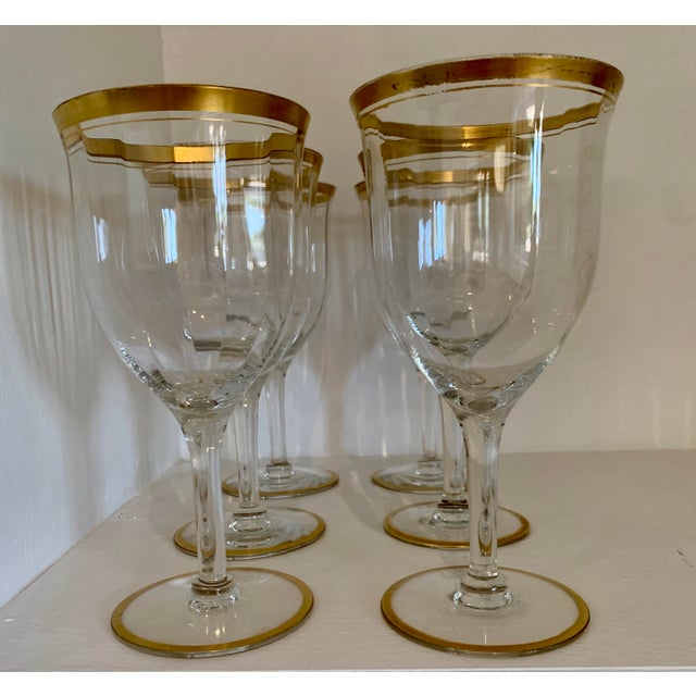 Art Deco Gold Rimmed Wine Glasses - Set of 6 For Sale - Image 4 of 5