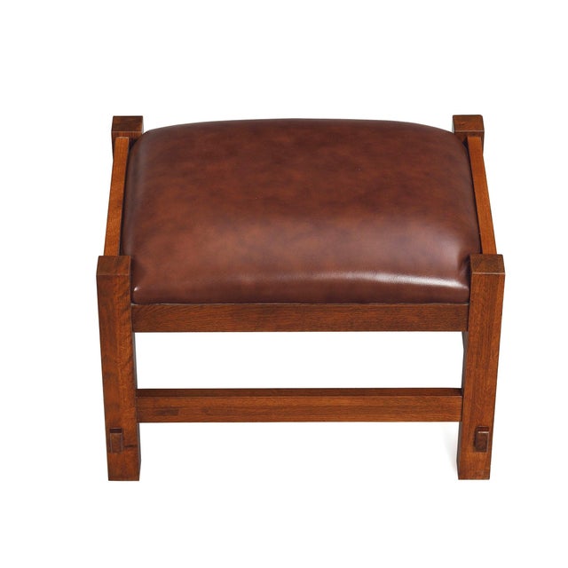 Mission Spindle Stool - Quarter Sawn Oak & Leather - Micheal Cherry For Sale - Image 10 of 13