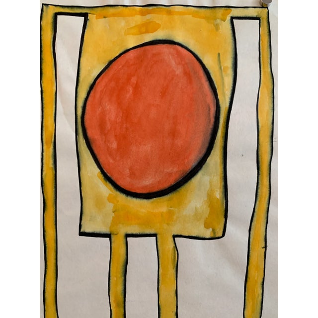 Abstract 1967 "Abstract 1 Orange and Yellow" Original Painting Early Work by Michael Knigin For Sale - Image 3 of 7