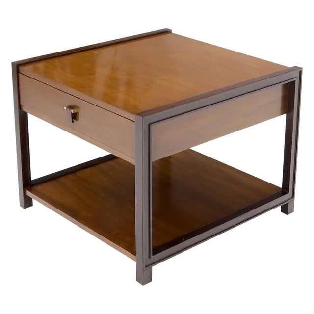 Brown Dunbar Square Two Tier End Side Table Mid-Century Modern American Walnut For Sale - Image 8 of 8