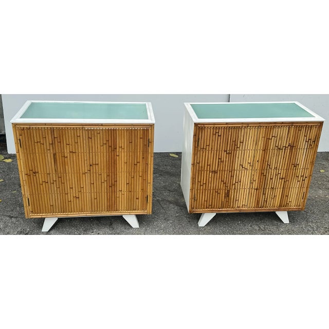 Wood Angraves English Bamboo Cabinets - A Pair For Sale - Image 7 of 12