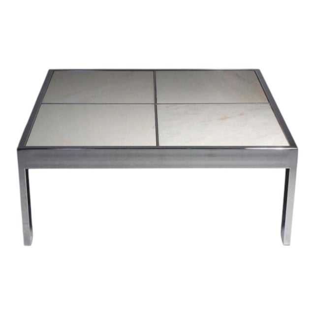 Modern Leon Rosen for Pace Collection Coffee Table in Steel With Portuguese Marble Top For Sale - Image 3 of 6