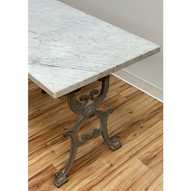 Antique French Marble Top Cast Iron Bistro Table For Sale - Image 12 of 14