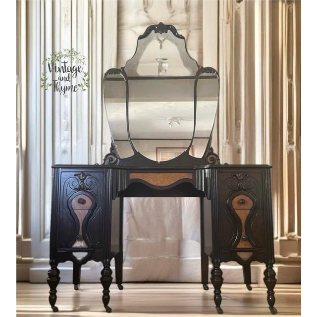 Vintage Jacobean Walnut Vanity For Sale - Image 12 of 12