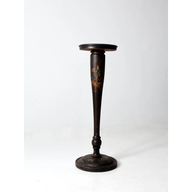 Antique Chinoiserie Hand-Painted Pedestal Plant Stand For Sale - Image 12 of 12